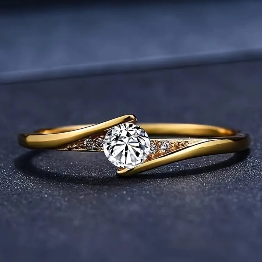 🆕Gold Color One Crystal Ring